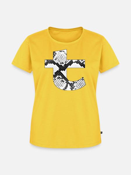 Snake Skin Muster Buchstabe t - Frauen Premium Bio T-Shirt - Sonnengelb