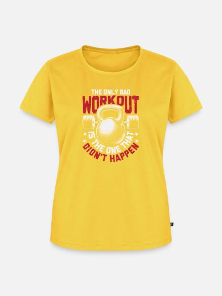 Motivierendes Kettlebell-Trainingsabzeichen - Frauen Premium Bio T-Shirt - Sonnengelb