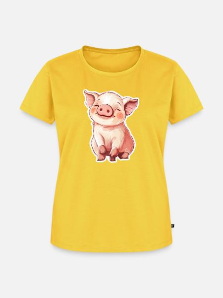 Schwein Ferkel - Frauen Premium Bio T-Shirt - Sonnengelb
