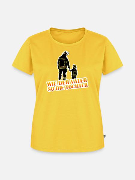 Feuerwehr Vater Tochter  - Frauen Premium Bio T-Shirt - Sonnengelb