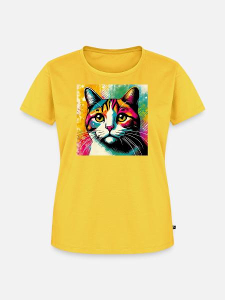 Katze - Frauen Premium Bio T-Shirt - Sonnengelb