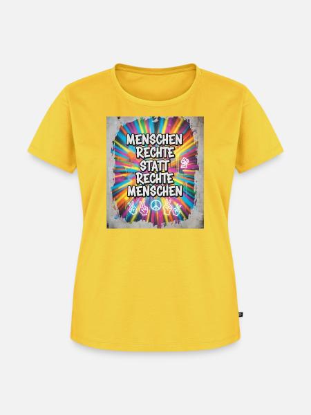 Buntes Graffiti Menschenrechte Statement - Frauen Premium Bio T-Shirt - Sonnengelb