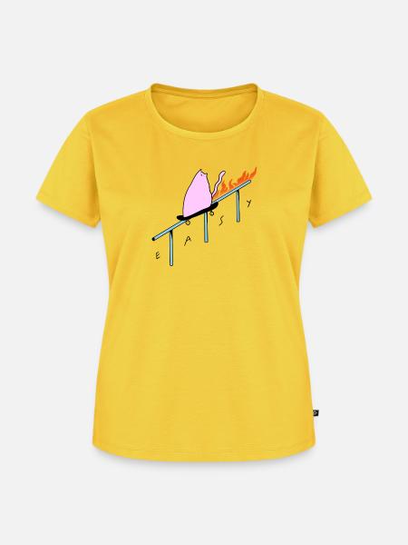 Easy_Cat - Frauen Premium Bio T-Shirt - Sonnengelb