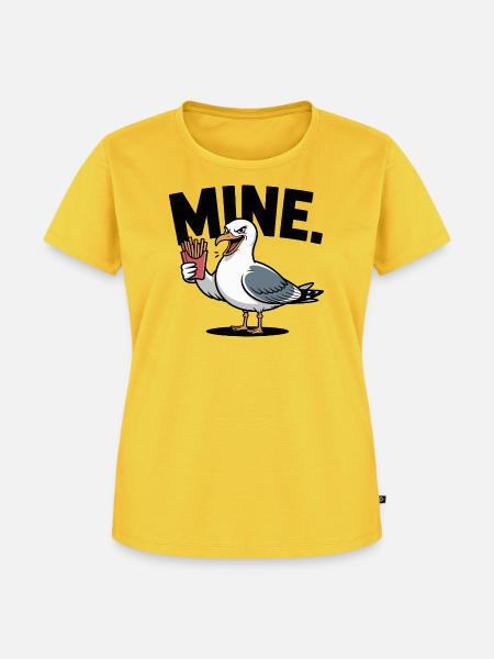 Grumpy Seagull mit Pommes - Frauen Premium Bio T-Shirt - Sonnengelb