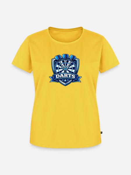 Blauer Darts Shield Logo - Frauen Premium Bio T-Shirt - Sonnengelb