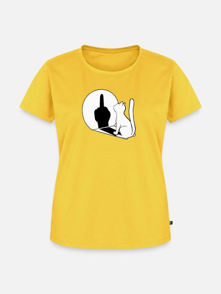 Spiegelkatze Mittelfinger - Frauen Premium Bio T-Shirt - Sonnengelb