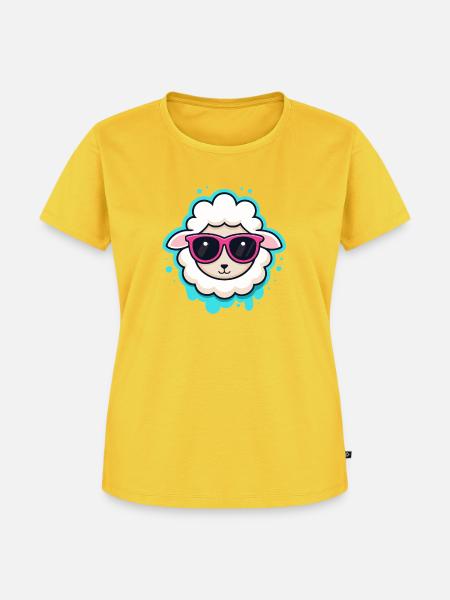 Kawaii-Schaf-Pinkbrille - Frauen Premium Bio T-Shirt - Sonnengelb