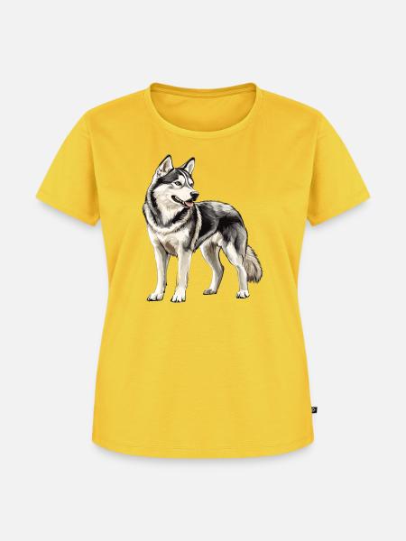 Husky Porträt - Frauen Premium Bio T-Shirt - Sonnengelb