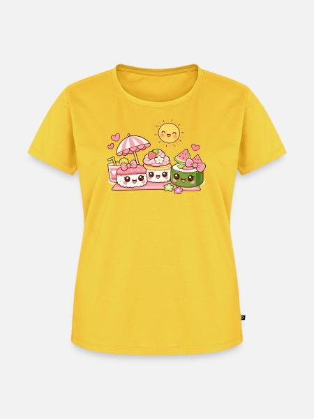 Kawaii Dessert Parade - Frauen Premium Bio T-Shirt - Sonnengelb