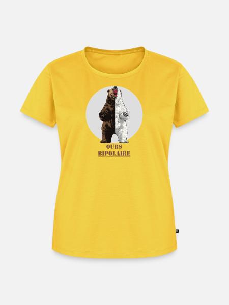 BIPOLARER BÄR! - unkonventioneller psychologischer Humor - Frauen Premium Bio T-Shirt - Sonnengelb