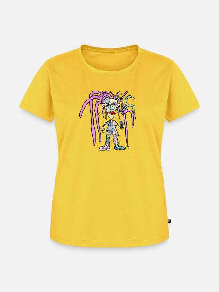 Pastell-Tentakelheld Patchwork - Frauen Premium Bio T-Shirt - Sonnengelb