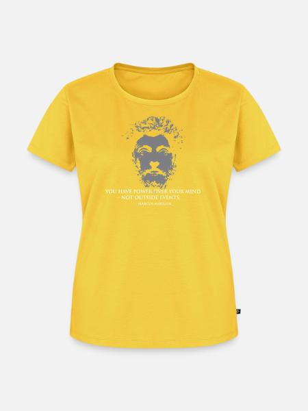 Steisches Zitat von Marcus Aurelius - Frauen Premium Bio T-Shirt - Sonnengelb
