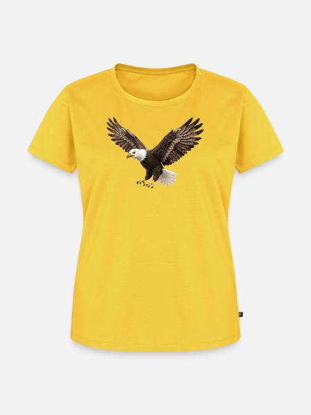 Kraftvoller Adler im Flug Vogel - Frauen Premium Bio T-Shirt - Sonnengelb