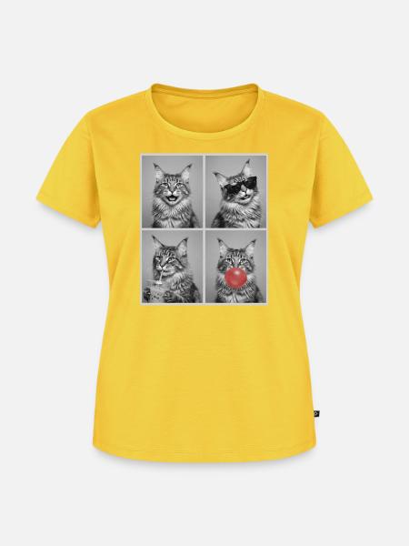 Katzen Maine Coon Katze - Frauen Premium Bio T-Shirt - Sonnengelb