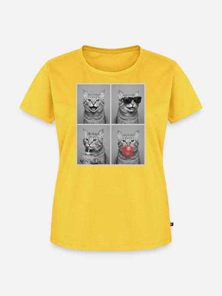 Katzen Manx Katze - Frauen Premium Bio T-Shirt - Sonnengelb