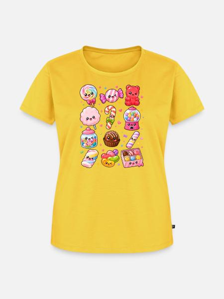 Kawaii Süßigkeiten | Candy & Nascherei - Frauen Premium Bio T-Shirt - Sonnengelb