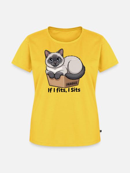 Fragiles Katzen-im-Box-Meme - Frauen Premium Bio T-Shirt - Sonnengelb