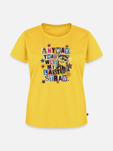 Letzter Strohhalm Raccoon Collage - Frauen Premium Bio T-Shirt - Sonnengelb