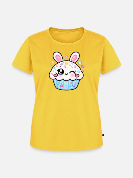 Kawaii Sparkle Bunny Cupcake - Frauen Premium Bio T-Shirt - Sonnengelb