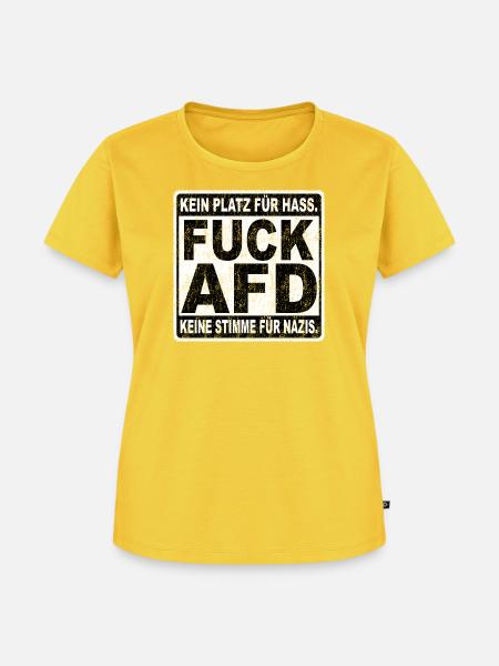 FUCK AFD – Gegen Rechts Statement - Frauen Premium Bio T-Shirt - Sonnengelb