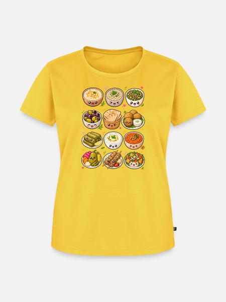 Kawaii Mezze | Hummus & Falafel - Frauen Premium Bio T-Shirt - Sonnengelb
