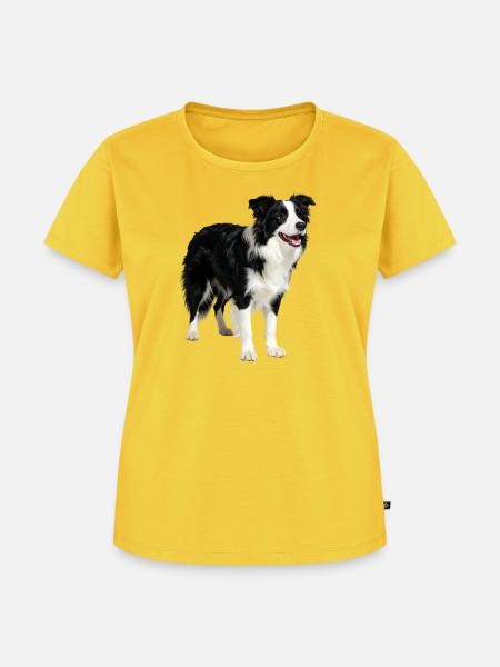 Border Collie Hund Energiegeladen - Frauen Premium Bio T-Shirt - Sonnengelb