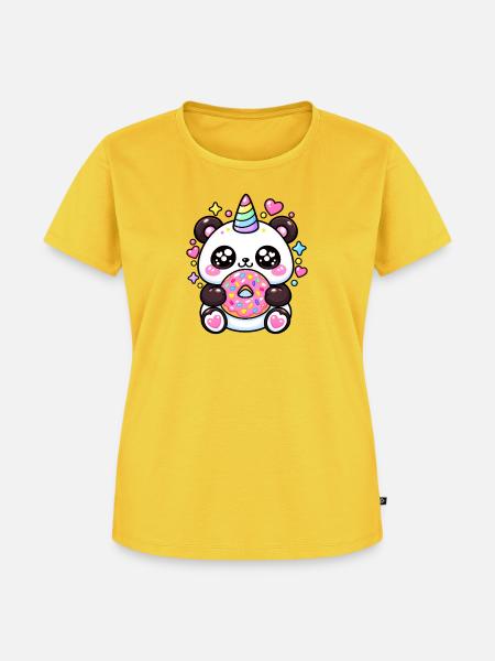 Panda Einhorn-Donut Kawaii - Frauen Premium Bio T-Shirt - Sonnengelb