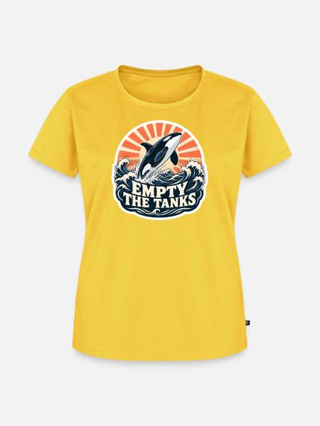 Orca Schutz – Empty the Tanks - Frauen Premium Bio T-Shirt - Sonnengelb
