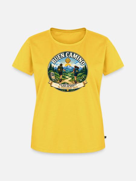 Buen Camino- Jakobsweg - Frauen Premium Bio T-Shirt - Sonnengelb