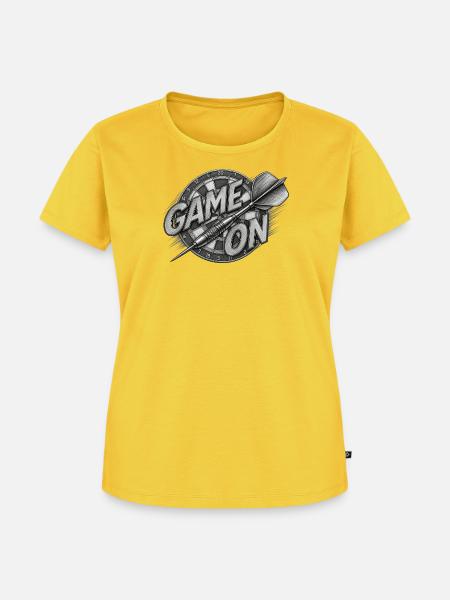 Game On Dartboard Druckmotiv - Frauen Premium Bio T-Shirt - Sonnengelb