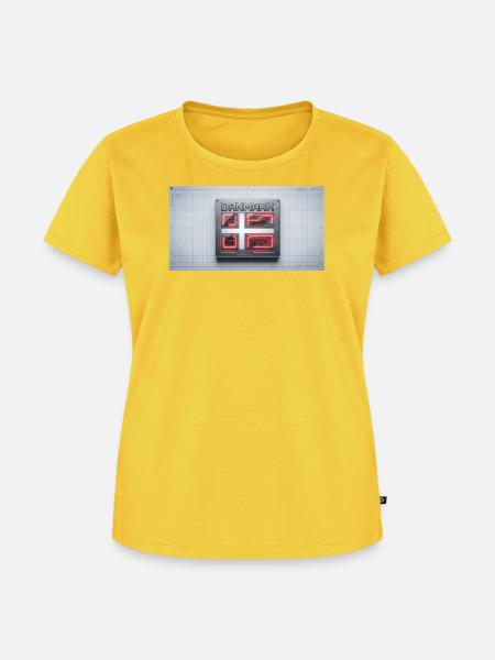 Danmark Neon Quad Panel - Frauen Premium Bio T-Shirt - Sonnengelb