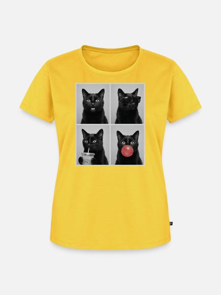 Katzen schwarze Katze - Frauen Premium Bio T-Shirt - Sonnengelb