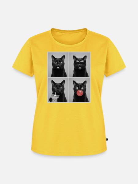 Katzen schwarze Katze - Frauen Premium Bio T-Shirt - Sonnengelb