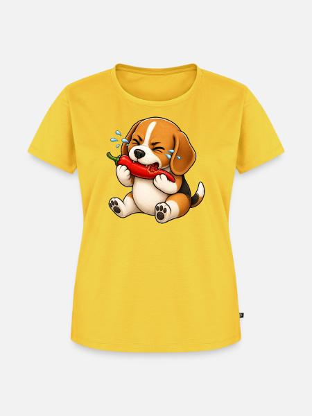 Beagle Chili Scharf Lustiger Cartoon - Frauen Premium Bio T-Shirt - Sonnengelb