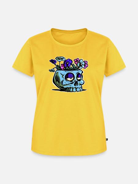 Traumhafter Blumenschädel - Frauen Premium Bio T-Shirt - Sonnengelb