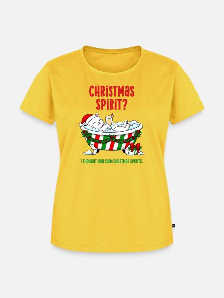 Lustige Weihnachtskatze Weihnachtsgeister Schaumbad - Frauen Premium Bio T-Shirt - Sonnengelb