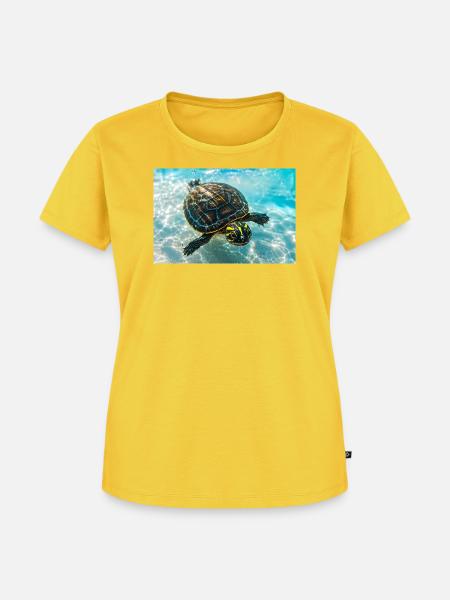 Schwimmende Schildkröte - Frauen Premium Bio T-Shirt - Sonnengelb