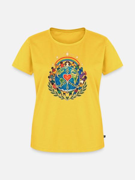 Gemeinsam für Frieden und Vielfalt - Frauen Premium Bio T-Shirt - Sonnengelb