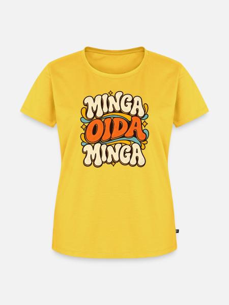 Minga Oida Minga – Retro München Spruch - Frauen Premium Bio T-Shirt - Sonnengelb