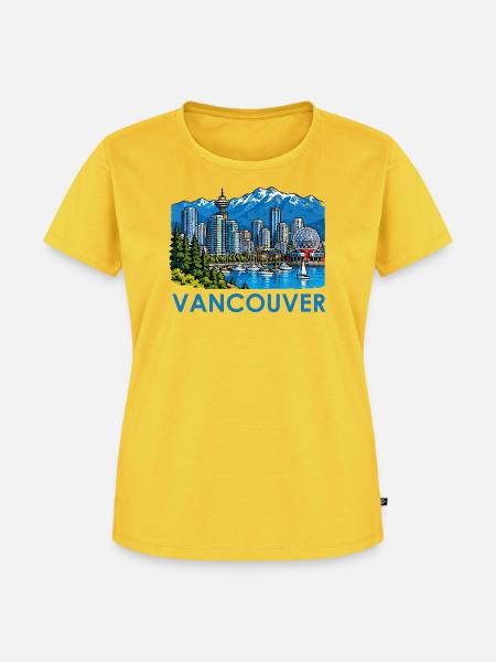 Vancouver Skyline Bergpanorama - Frauen Premium Bio T-Shirt - Sonnengelb