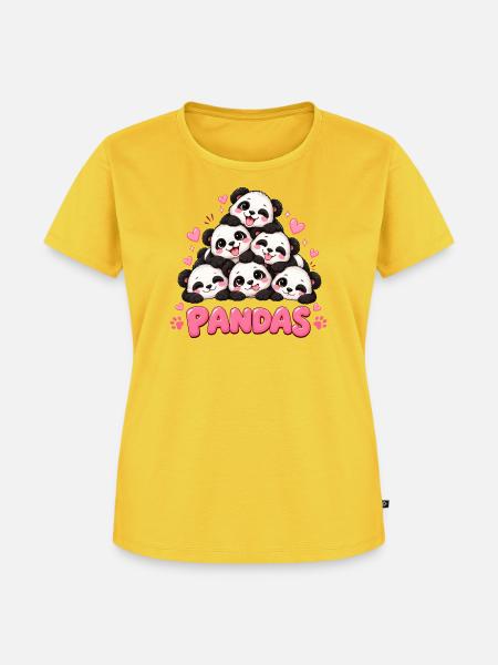 Süße Pandas Freunde Cartoon - Frauen Premium Bio T-Shirt - Sonnengelb