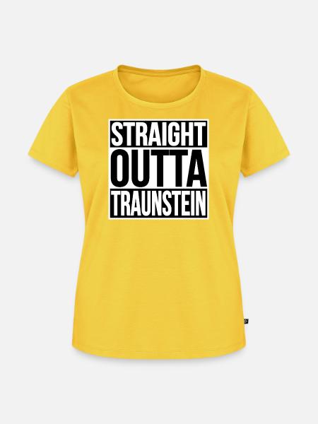 Straight Outta Traunstein - Frauen Premium Bio T-Shirt - Sonnengelb