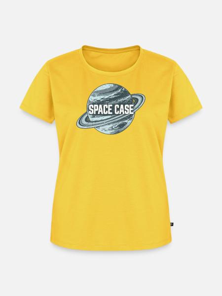 Space Case Planetenkreis Retro-Logo - Frauen Premium Bio T-Shirt - Sonnengelb