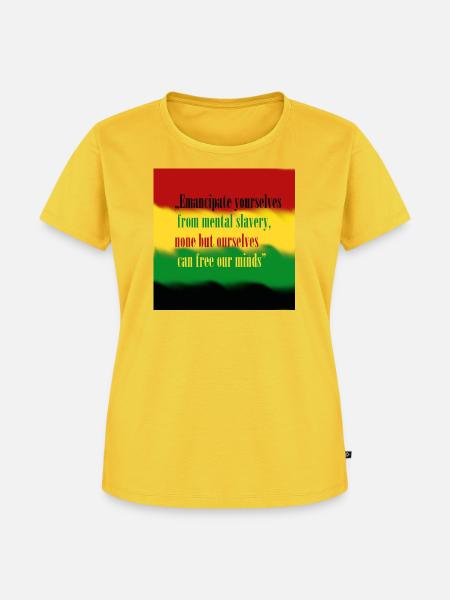 Liebe und Frieden - Frauen Premium Bio T-Shirt - Sonnengelb