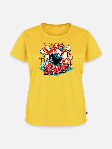 Strike Bowling Retro Explosion - Frauen Premium Bio T-Shirt - Sonnengelb