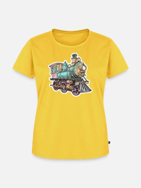 Lokomotive Comic Look - Frauen Premium Bio T-Shirt - Sonnengelb