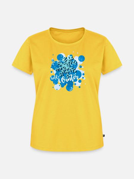 Hello Winter - Schneeflocke in Blau - Frauen Premium Bio T-Shirt - Sonnengelb