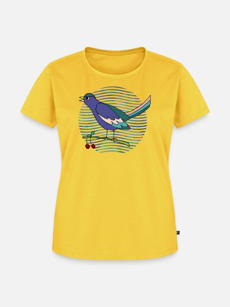 Bunter Vogel - Frauen Premium Bio T-Shirt - Sonnengelb
