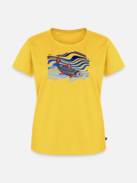 Fisch - Frauen Premium Bio T-Shirt - Sonnengelb
