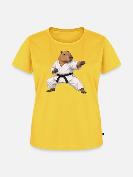 Capybara macht Karate  - Frauen Premium Bio T-Shirt - Sonnengelb